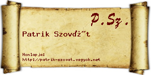 Patrik Szovát névjegykártya